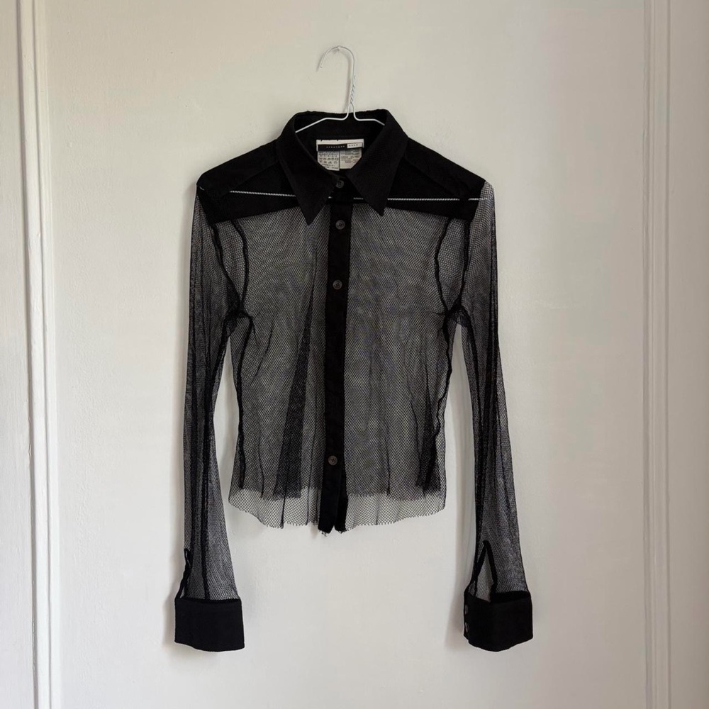 Vintage sportmax code mesh/fishnet button up shirt